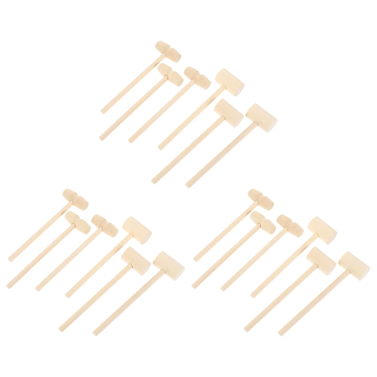 20Pcs Mini Hammer Wooden Smooth Safe Lightweight Kids Mallet for Cake Chocolate Pounding Game Prop Natural Cracking Mallet