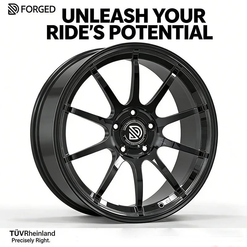 17-23 Inch Gloss Black Multi Spoke Forged Wheels 20mm 25mm ET 10000 Ton Press Custom Aluminum RimsTUV Approved Wheels High Stren