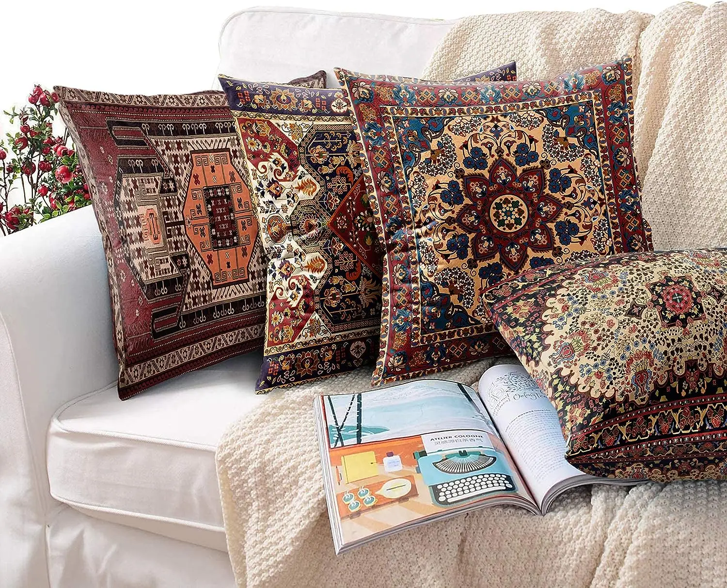 Pillowcase Vintage Persian Carpet Pattern Decoration Pillow Cover Home Decor Linen Square Floral Cushion Cover
