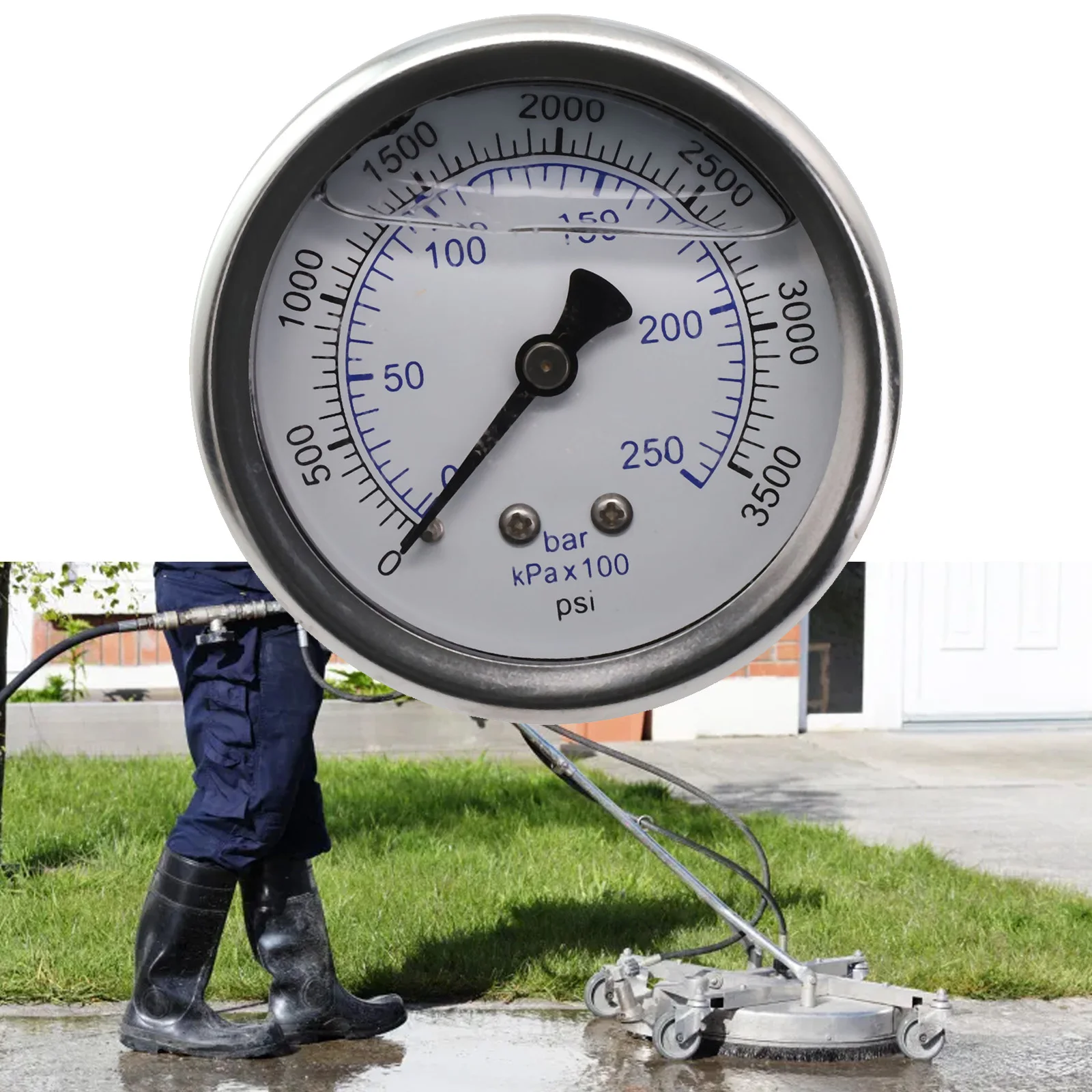 Meter Detector Pressure Gauge 5.5KW Alloy High Precision 0-250 Bar M14x1.5 Metal Pressure Gauge Pressure Washer