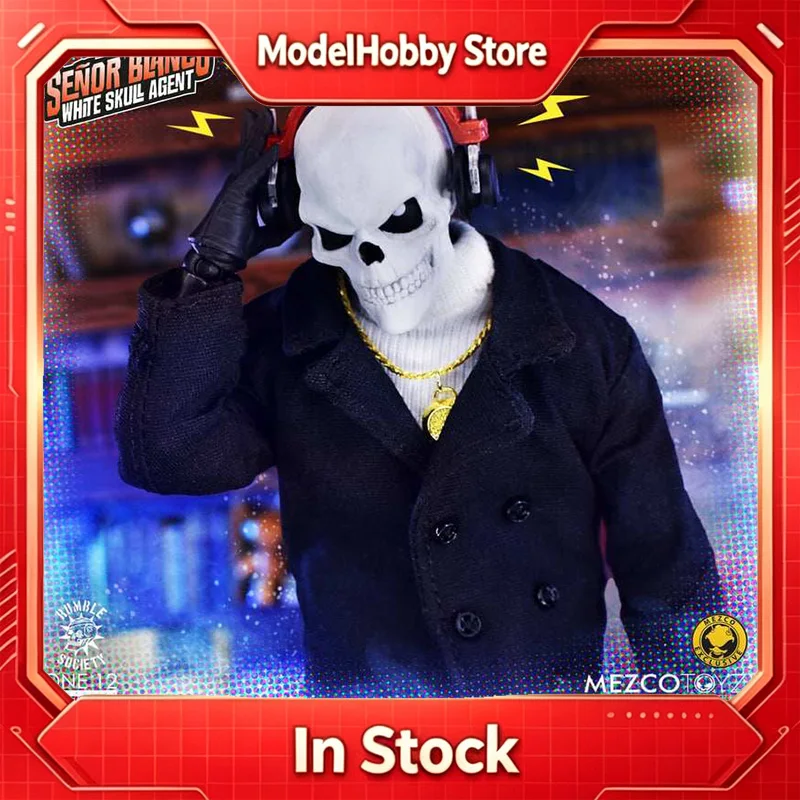 Figura Coleccionable de Acción Mezco Toyz Collective Exclusive Senor Blanco White Skull Agent 1/12 Skull Spy para Adultos