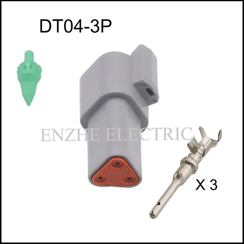 Cabo de conector impermeável automático, plugue automotivo, soquete masculino família, inclui selo terminal, 3 pinos, DT04-3P, DT06-3S, 100Set