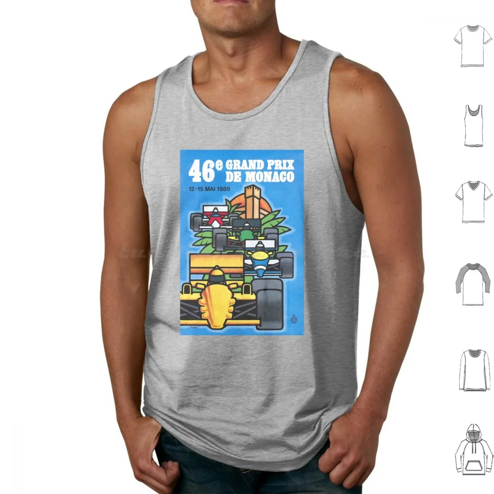 1988 Monaco Grand Prix Racing Poster Tank Tops Vest Sleeveless Monaco Grand Prix Vintage Grand Prix Vintage Racing Racing