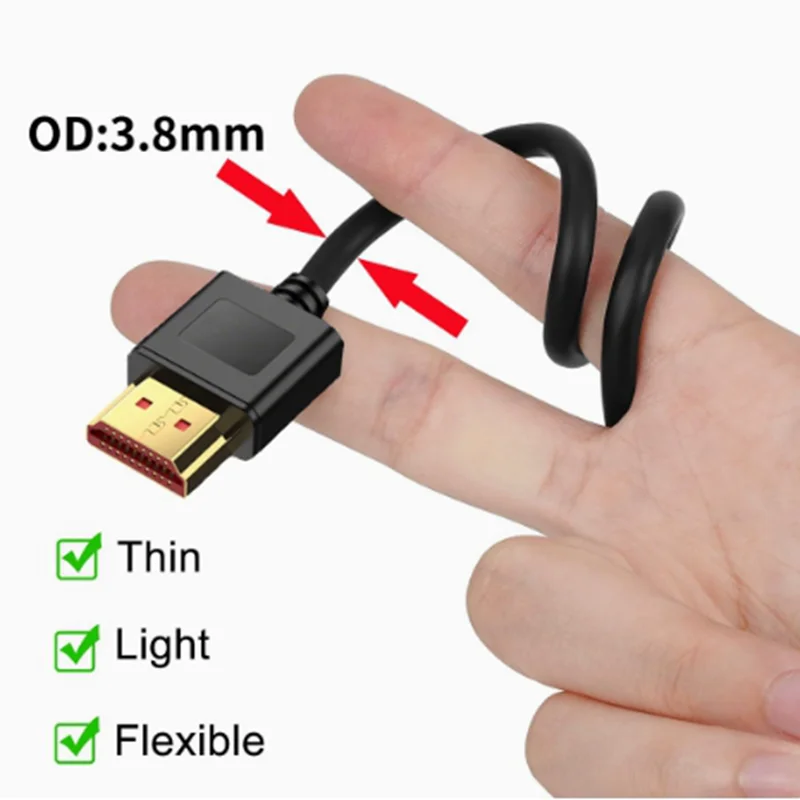 Ultra HD Version 2.1 HDMI-compatible With Silicone Flexible 90 Degree Angle Thin Wire Supports 10K96Hz/8K 60Hz/4K240HZ/4K144HZ