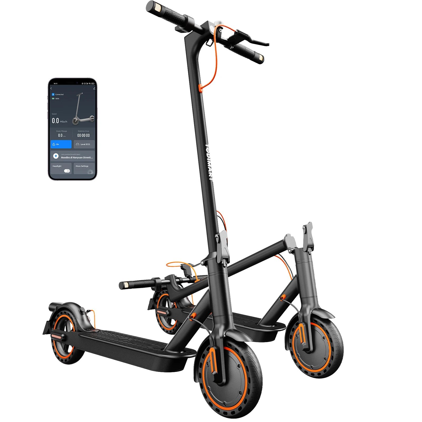 Todimart T3S: patinete eléctrico plegable para adultos, con luces direccionales, motor de 350 W, autonomía de 25 a 30 km, pantalla LED