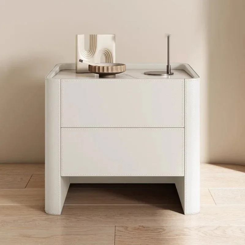 

White Aesthetic Bedside Table With Drawers Italian Style Accent Safe Nightstands Design Modern Mesa De Cabeceira Home Furniture