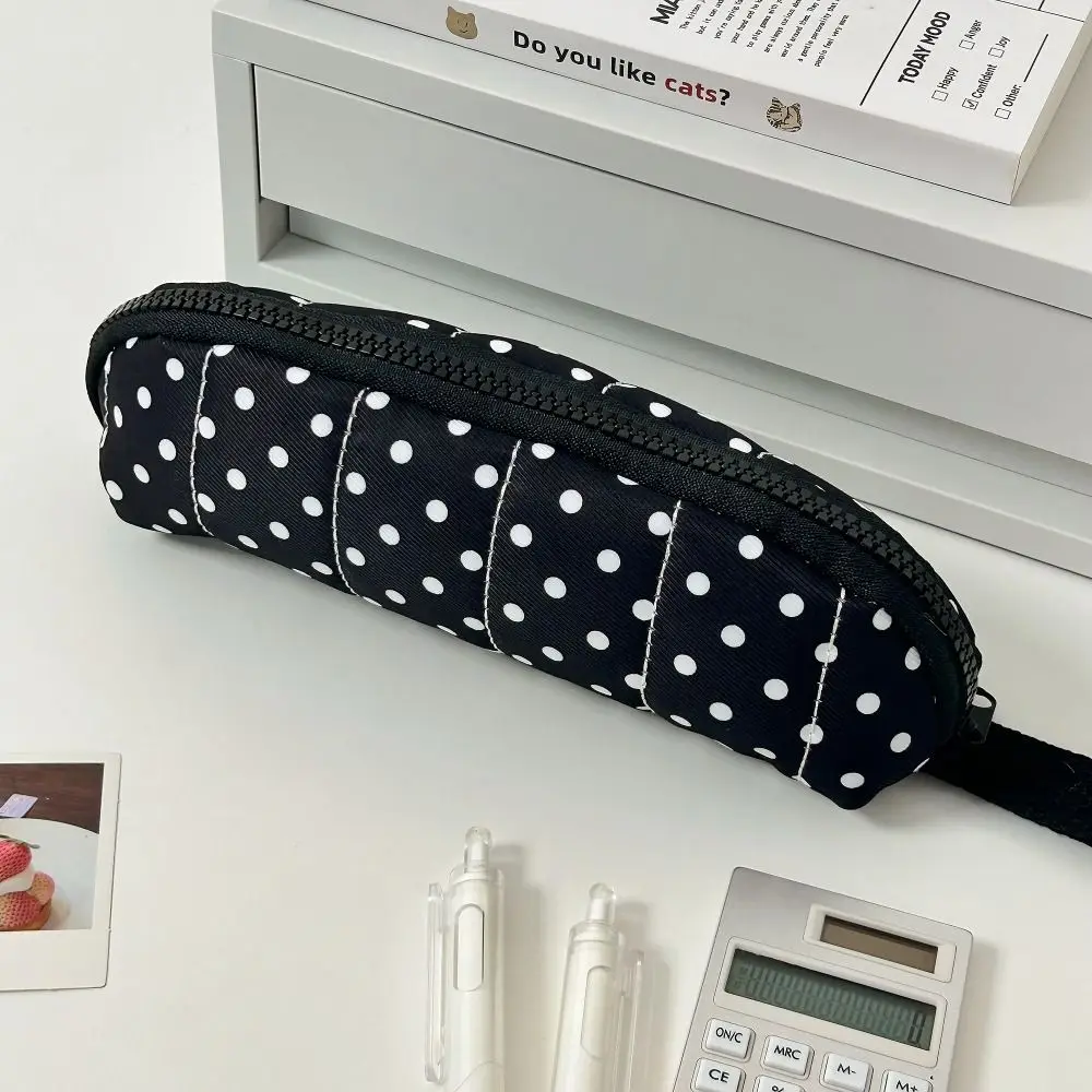 Multi-functional Polka Dot Design Pencil Case Large Capacity Portable Pencil Pouch Stationery Organizer School Supplies