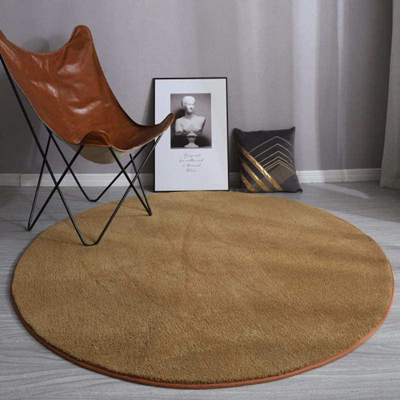 

Solid Color Round Soft Plush Rug Large Area Living Room Rugs Home Bedroom Decor Bedside Carpet Cloakroom Lounge Balcony Carpets