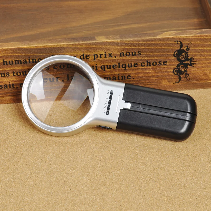 3X High-Definition Portable Magnifying Glass with Hands-Free LED Lamp - Dual Purpose Foldable Magnifying Mirror