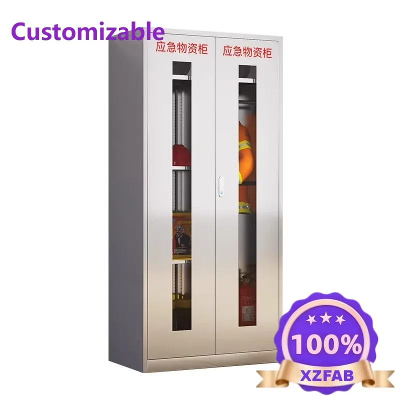 Factory Direct 2026 304 stainless steel riot equipment cabinet, mobile firefighting supplies cabinet, mall safety cabinet
