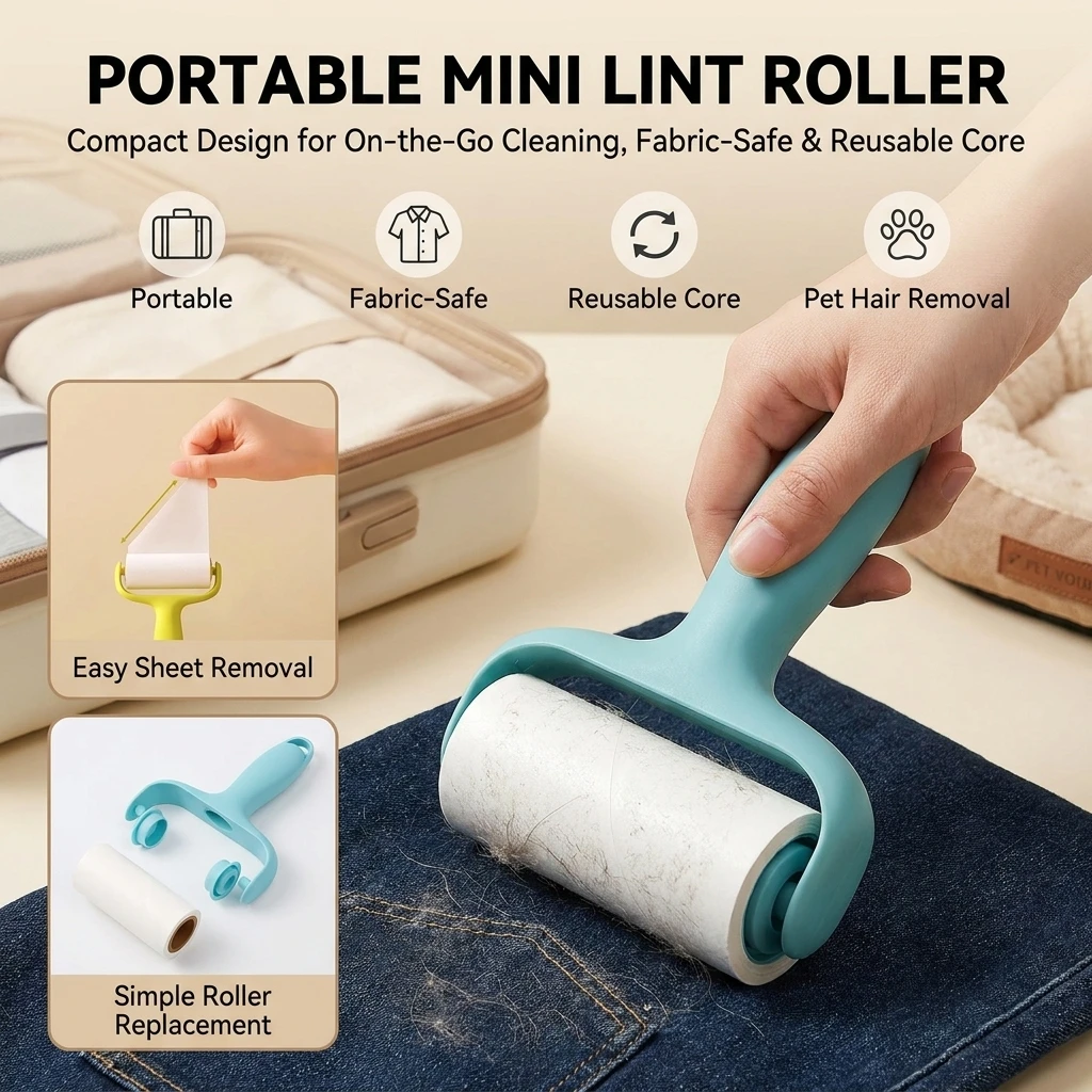 Tearable Roll Paper Sticky Roller Dust Wiper Pet Hair Clothes Carpet Tousle Remover Replaceable Cleaning Brush Accessories