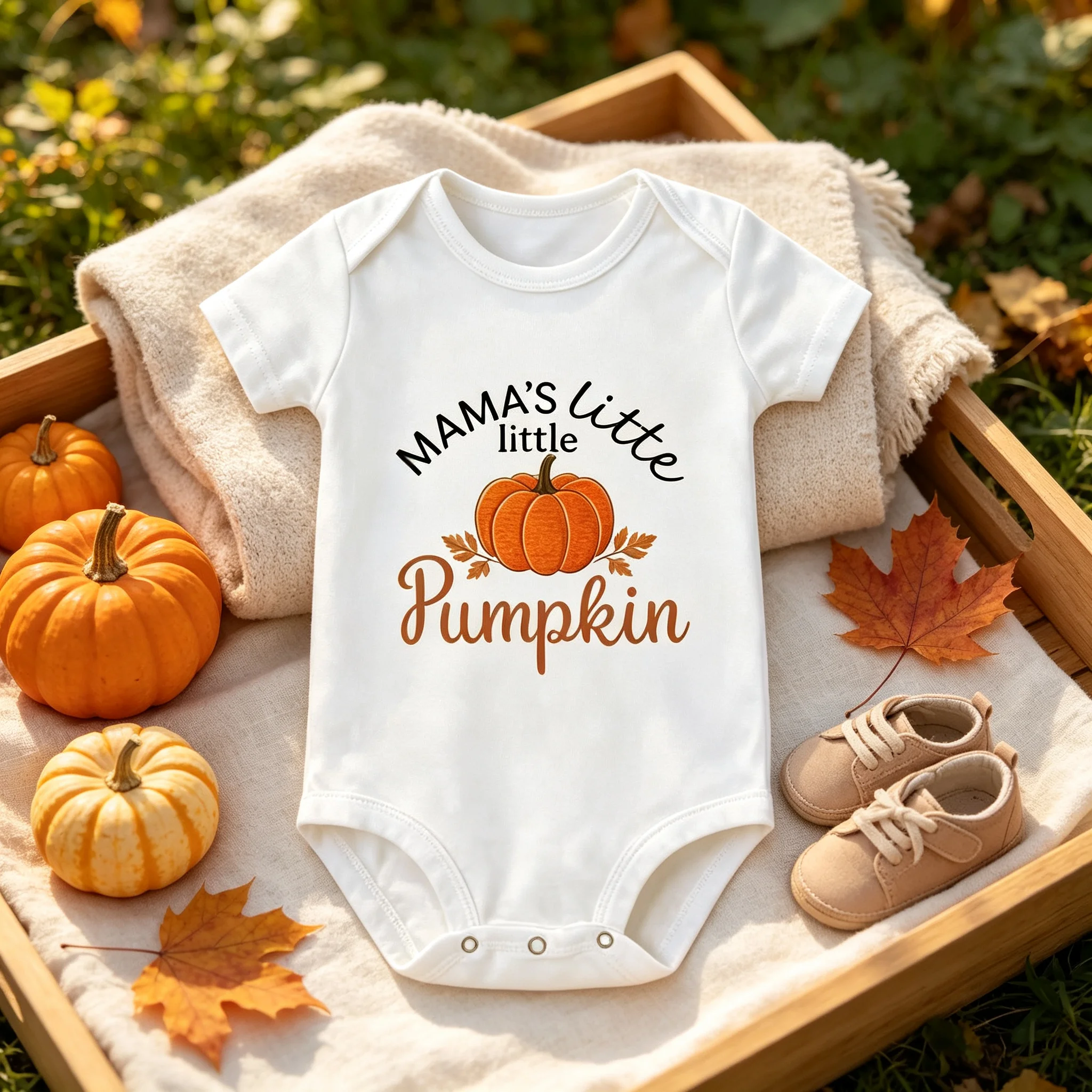 Mama's Little Pumpkin Baby Bodysuit, Fall Halloween Baby Onesie, Autumn Newborn Outfit, Baby Shower Gift