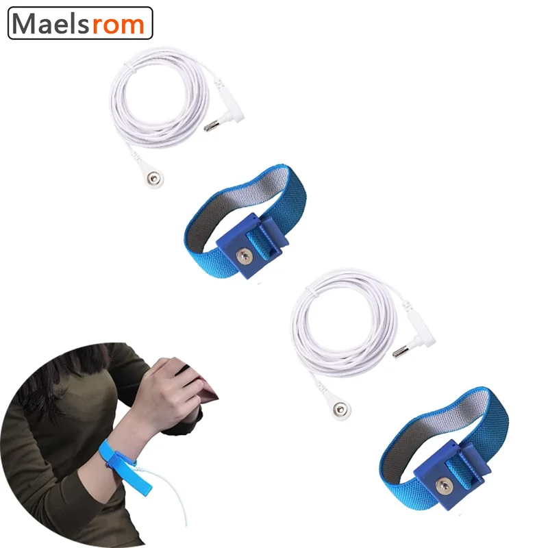 Grounding Bracelets 2 Sets with 16ft Anti Static Wrist Straps for Earthing Therapy, Sleep & Pain Relief - No Mat Needed! (Blue)