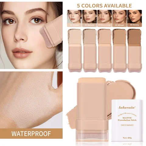 Stick per fondotinta tinta pelle con pennello multiuso opaco impermeabile a lunga durata controllo dell'olio copertura sottile per correttore per imperfezioni