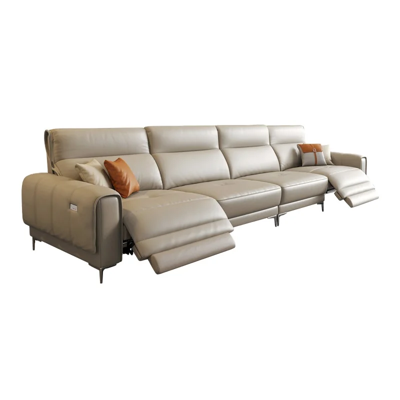 #Modern Luxury Leather Living Room Furniture Power Electric Sectional Recliner Sofa