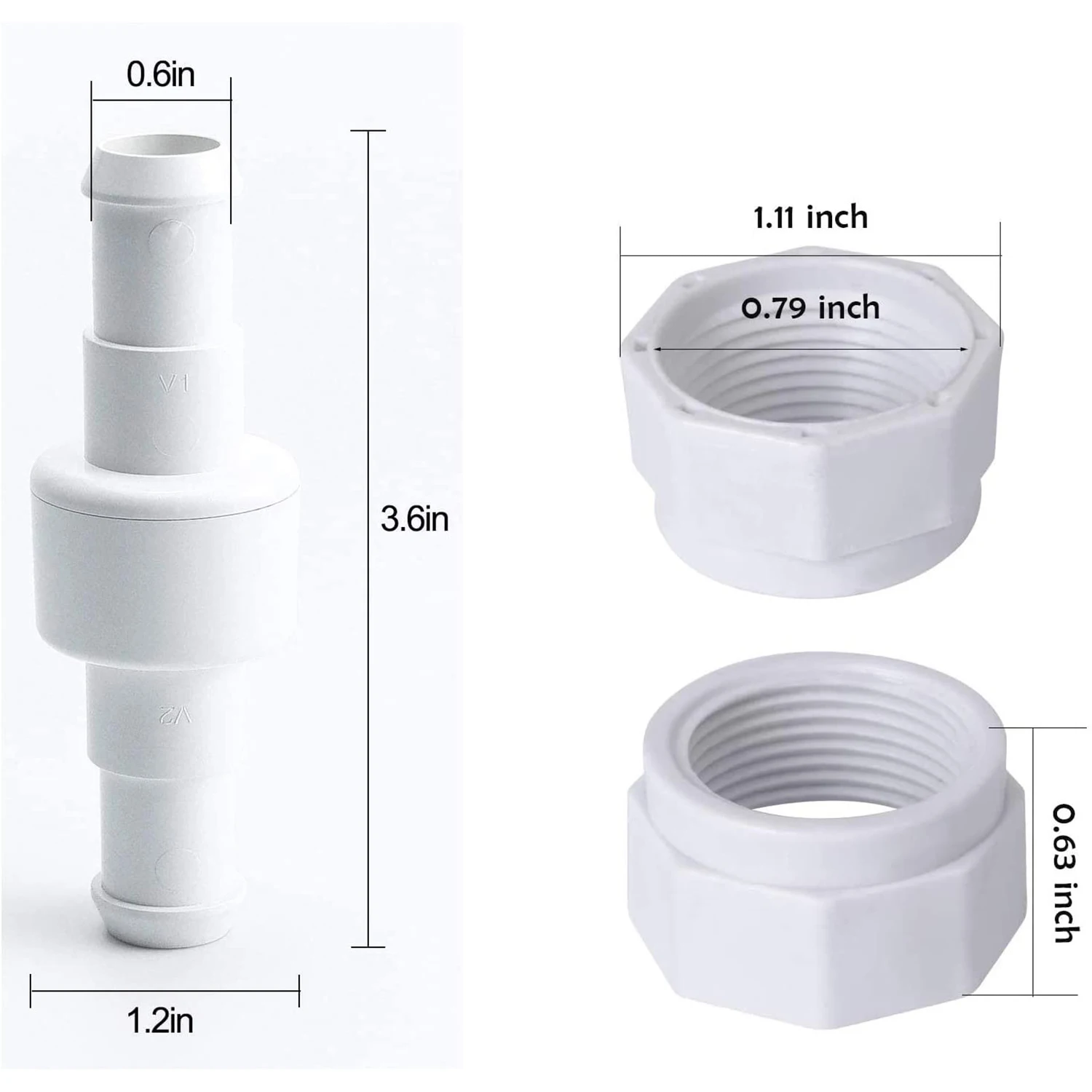 

B62B-Pool Cleaner Hose Swivel D20 And Hose Nut D15 Kit Replace For Zodiac Polaris 280 180 380 3900 Pool Cleaner (9 Pack)