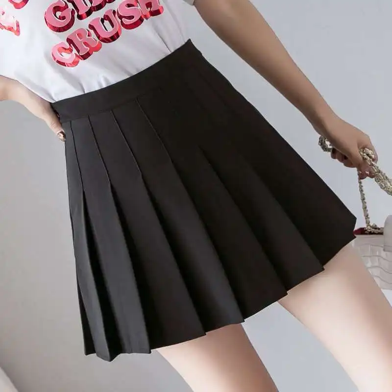 2023 Korean Style Plaid Pleated Skirt Female Spring and Autumn High Waist Thin A-line Short Student Woolen 2022 NewSummer Skirts