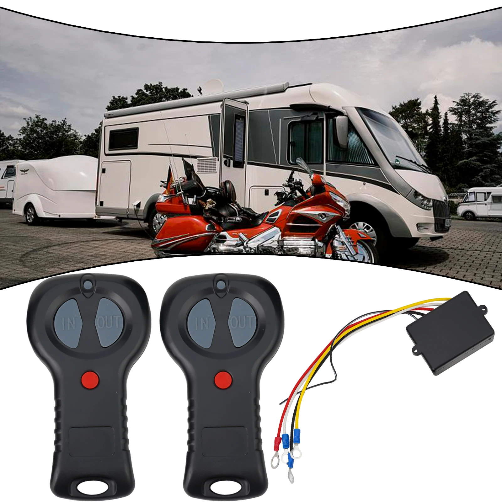 Receiver 12V Wireless Electric Winch Remote Control System for ATV SUVs With Power Input and Output Functions!