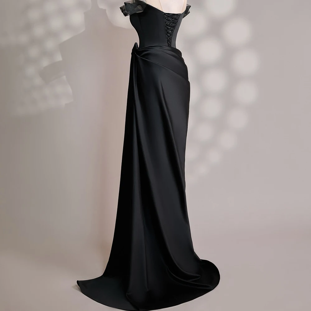 Robe de soirée trapèze personnalisée, longueur au sol, épaules dénudées, sans manches, robe de bal drapée plissée en cristal, à la mode