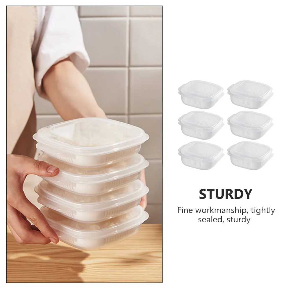 

6Pcs Rice Storage Containers Food Grade Airtight Kitchen Organizers for Freezer Fridge Cooked Rice and Dry Goods Holders