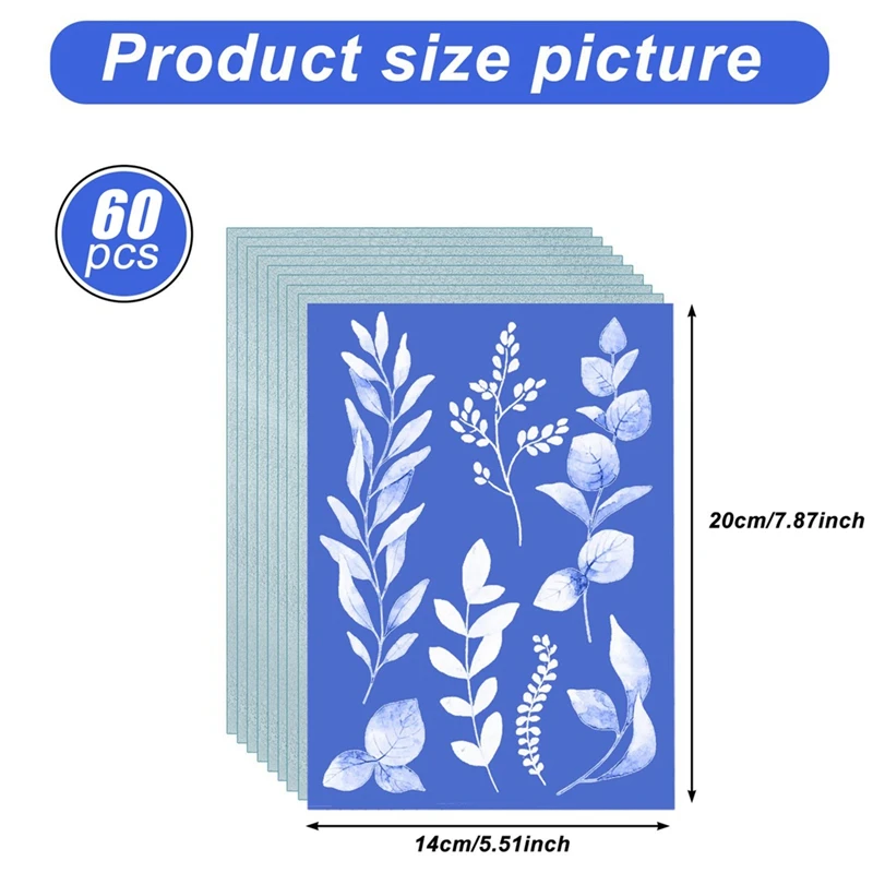 60Pcs Cyanotype Paper A5 Sun Print Art Kit High Sensitive Sun Paper For Kids Adults