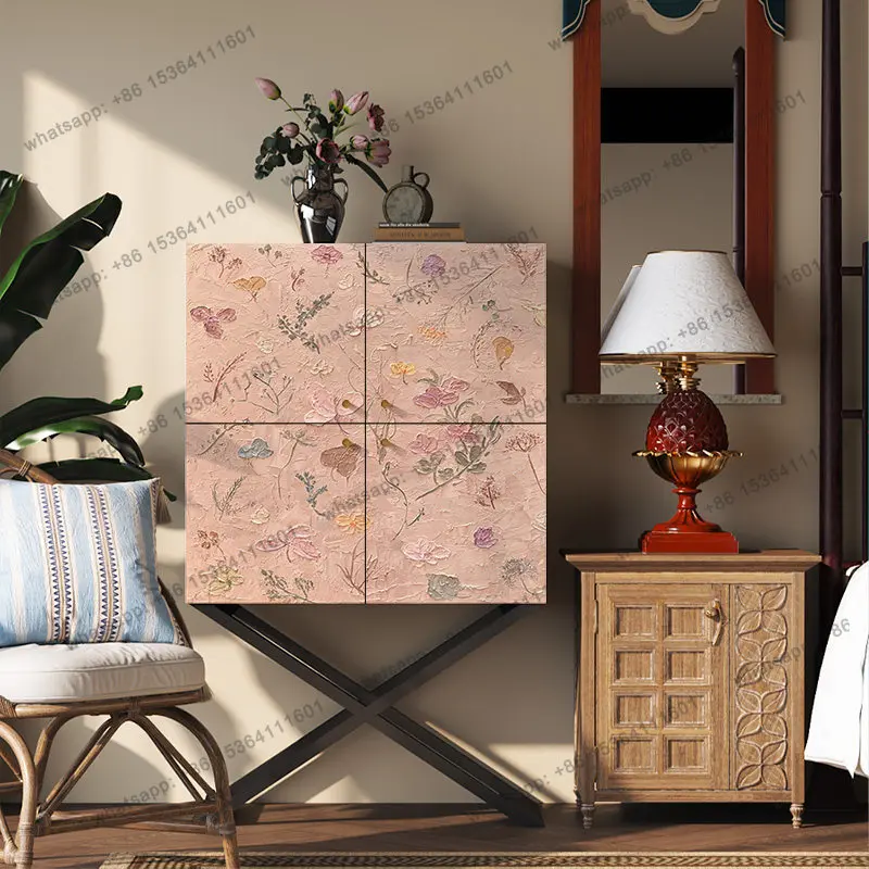 

French 2026 new walnut cream wind storage decorative cabinet