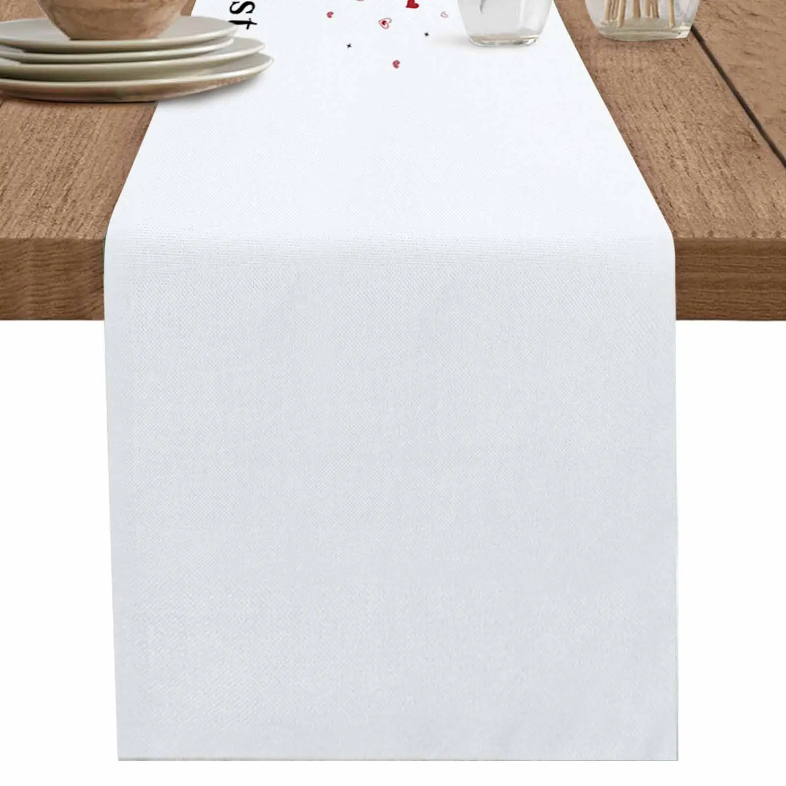 

Love You Mom White Background Linen Table Runner Wedding Party Spring Table Runners Dresser Scarf Decor