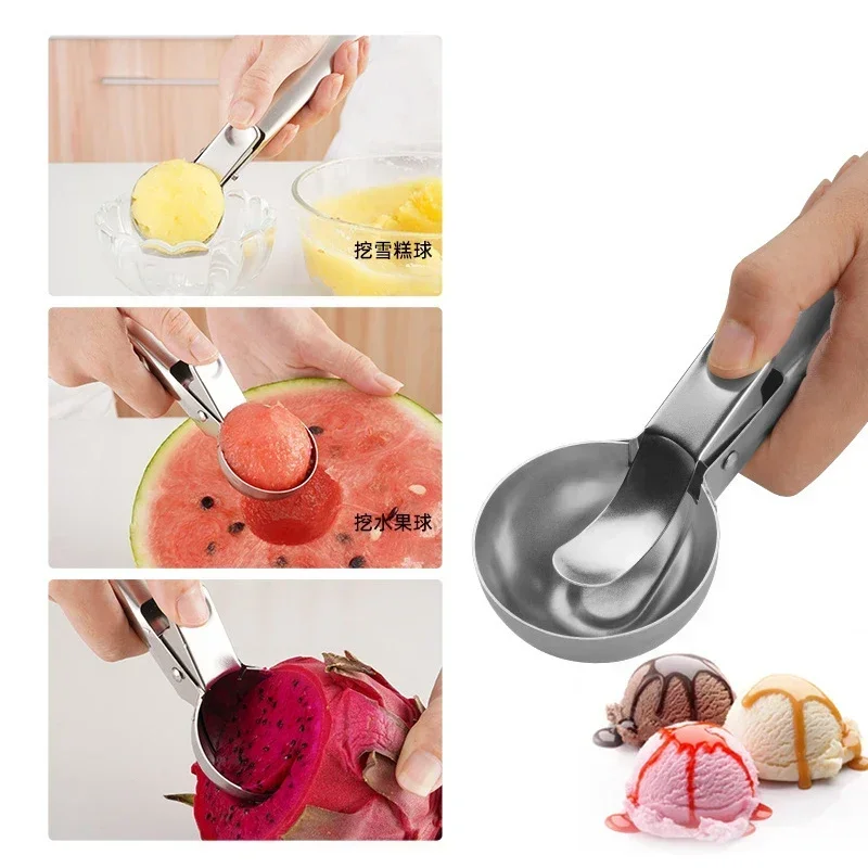 Multifunctional Ice Cream Scoops Stainless Steel Dual-Purpose Scoop Fruit Watermelon Spoon Ball Scoop Household Ice Cream Tools