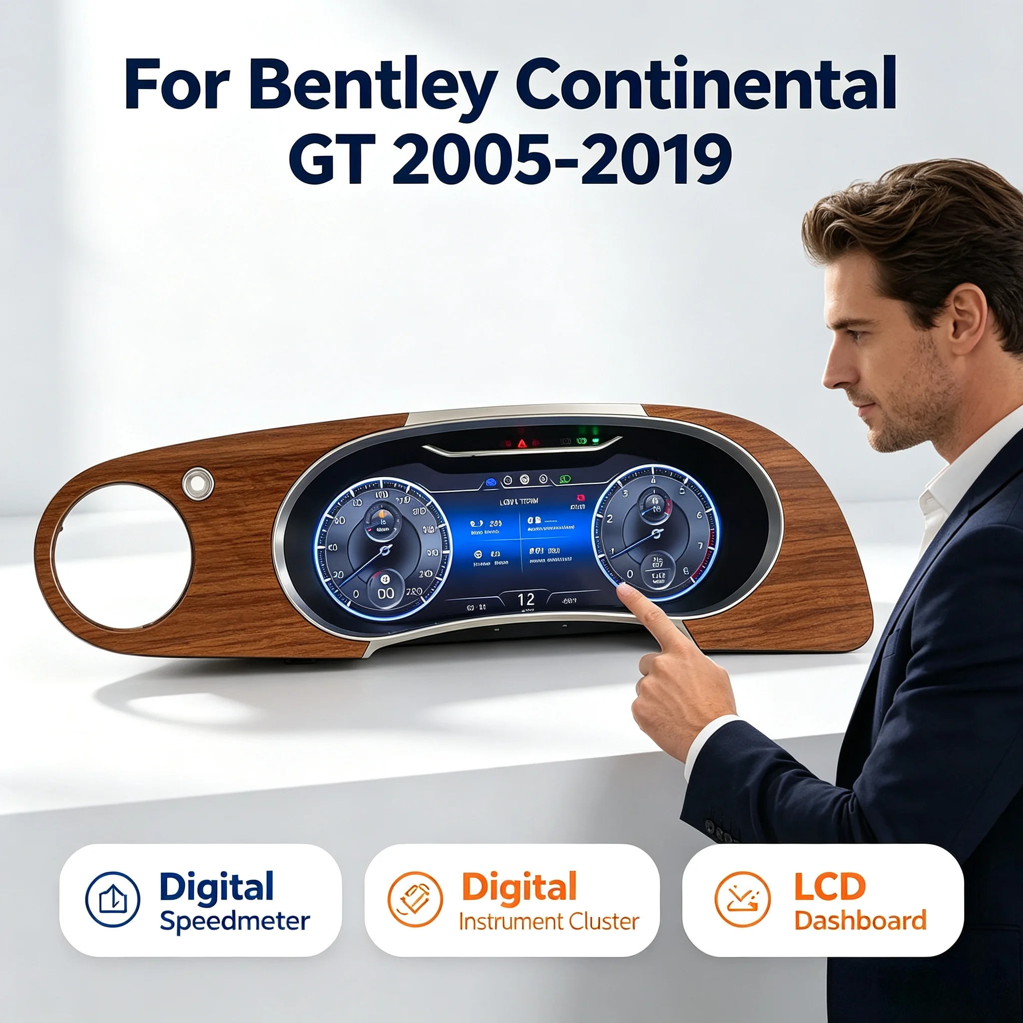 Wireless CarPlay For Bentley Flying Spur Continental GT 2005-2012 Speedometer Odometer Virtual Cockpit Digital Cluster Dashboard