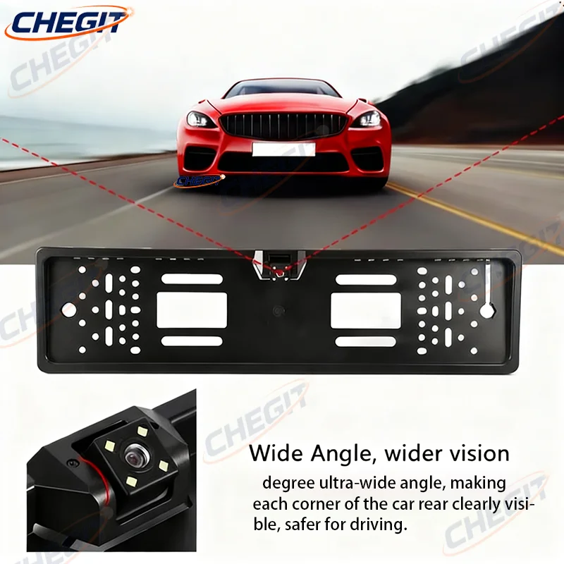 Pakring Car Rear View Camera EU European License Plate Frame Waterproof Night Vision Reverse Backup with 4 Or 8 12 LED Light