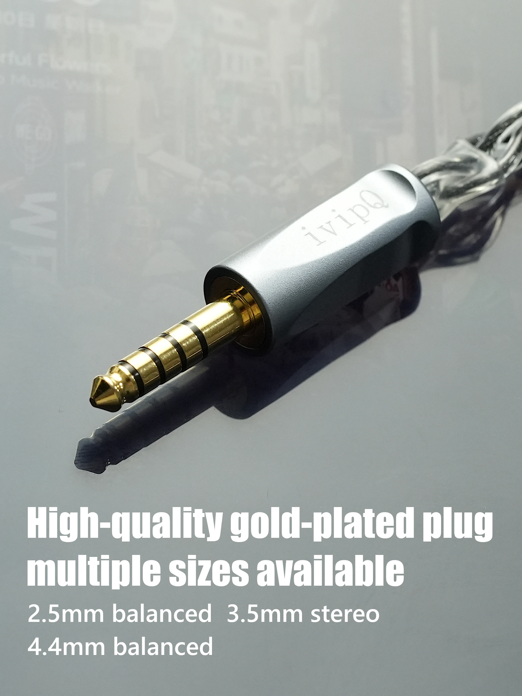 ivipQ-44 In-Ear-Kopfhörerkabel, High-Fidelity-Upgrade-Kabel, geeignet für 0,78 Pin MMCX Dual 3.5, HD650, HD800, KZ-QDC IEM – Detail 9