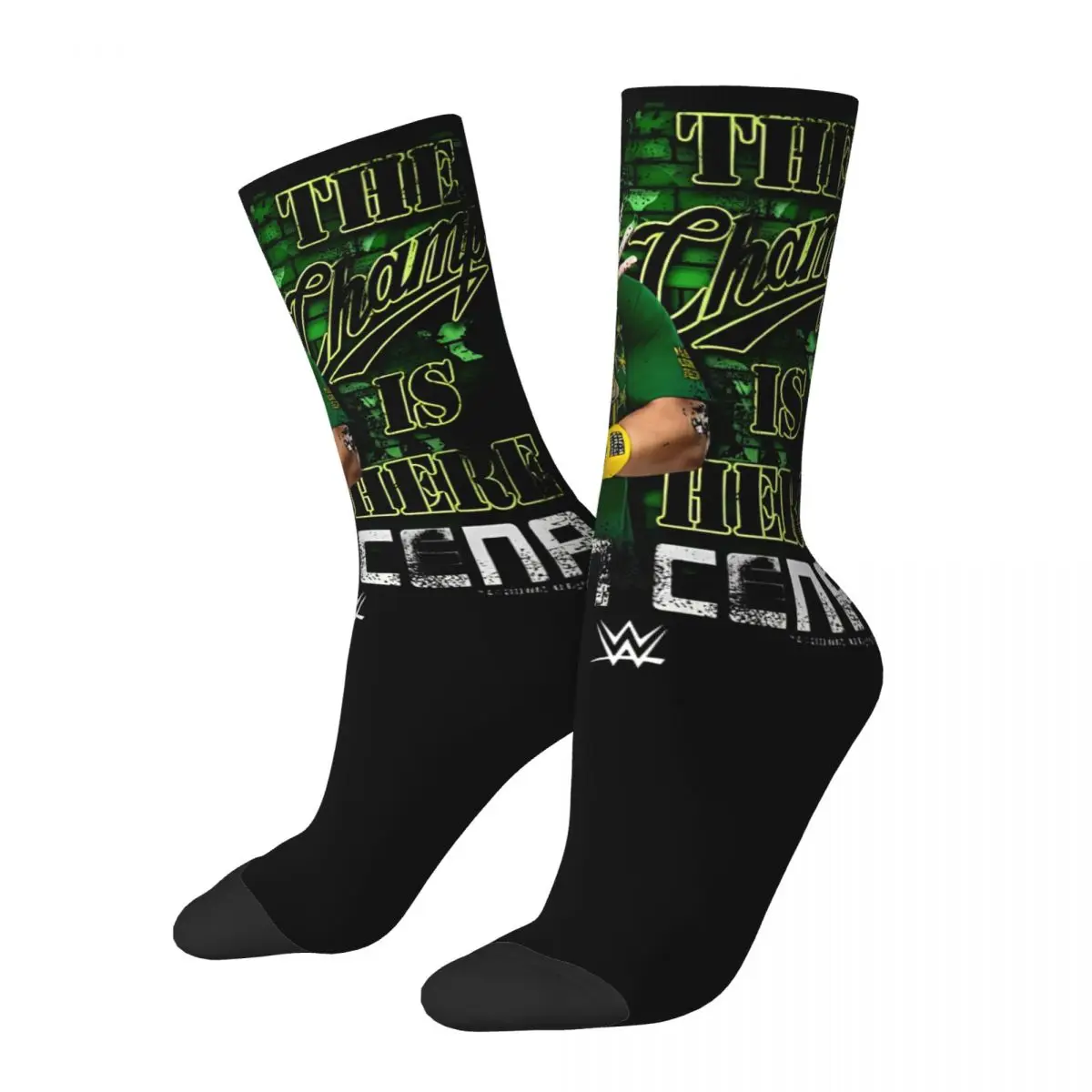 John Cena The Champ Is Here Crew Socks Flexible Wrestler Sports Skateboard Middle Tube Socks Cute for Women Men Small Gifts