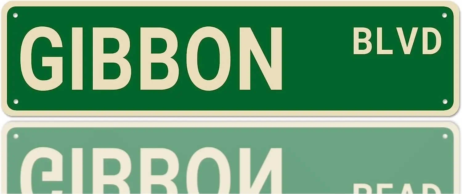 Gibbon BLVD Street Sign, Gibbon Sign Gibbon Decor Gibbon Lover Gift, Funny Wall Decor for Home/Bedroom/Man Cave, Quality Metal S