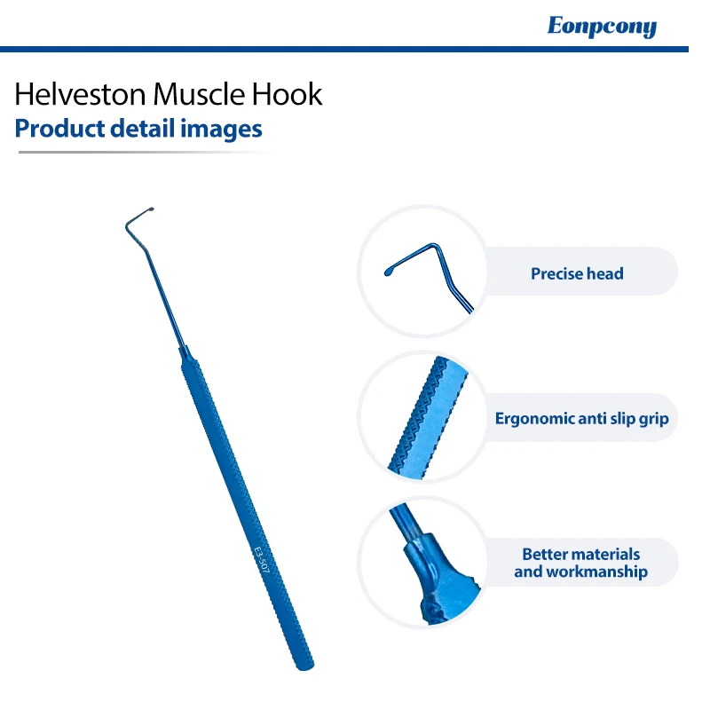 Helveston Muscle Hook Titanium Alloy Ophthalmic Strabismus Hook Eye Micro Surgical Reusable Instrument