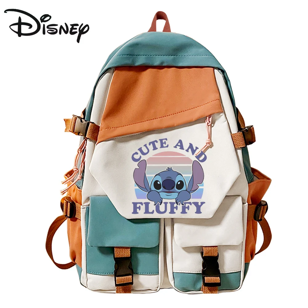 Disney Backpack Boys Girls Ohana Lilo Stitch Cartoon Schoolbag Teenager Schoolbag Waterproof Laptop Bag Gift for Kids Mochila