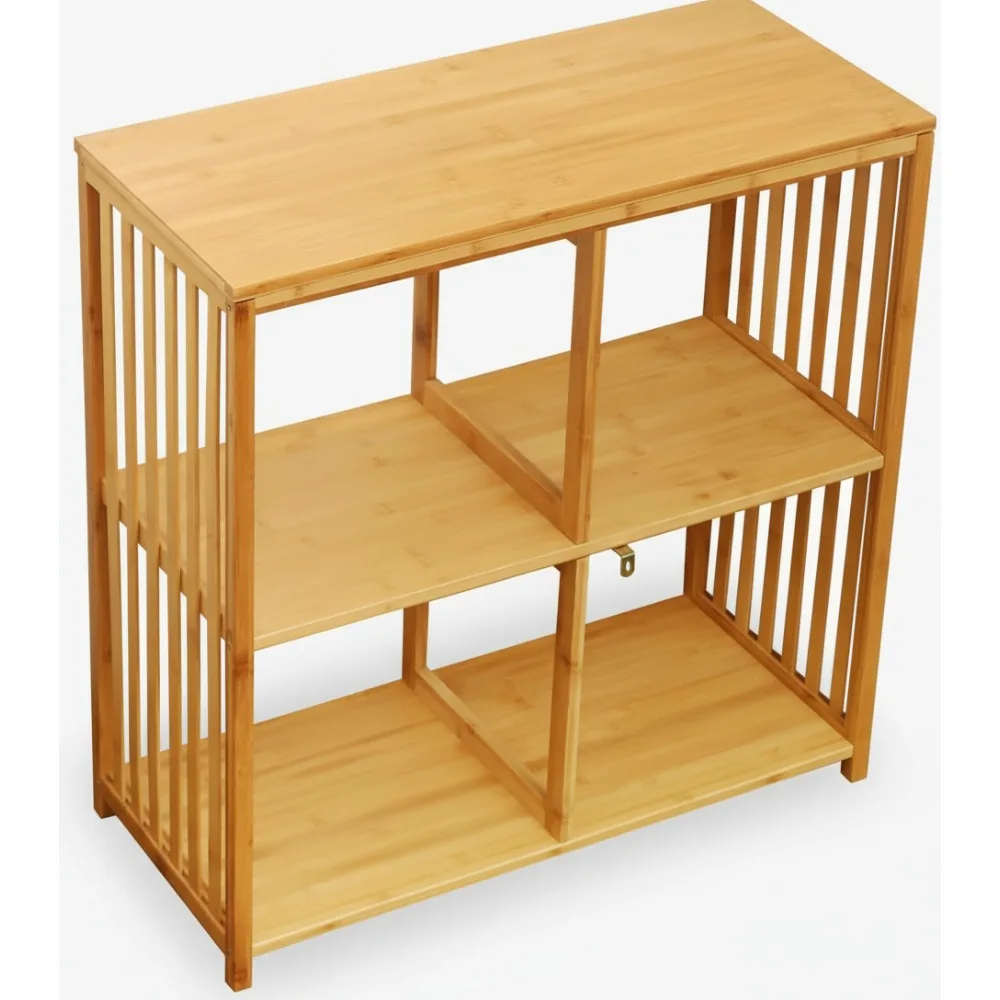 2x2 Cube Storage Shelf - Eco-Friendly Bamboo Bookshelf | Heavy-Duty Organizer for Living Room & Office