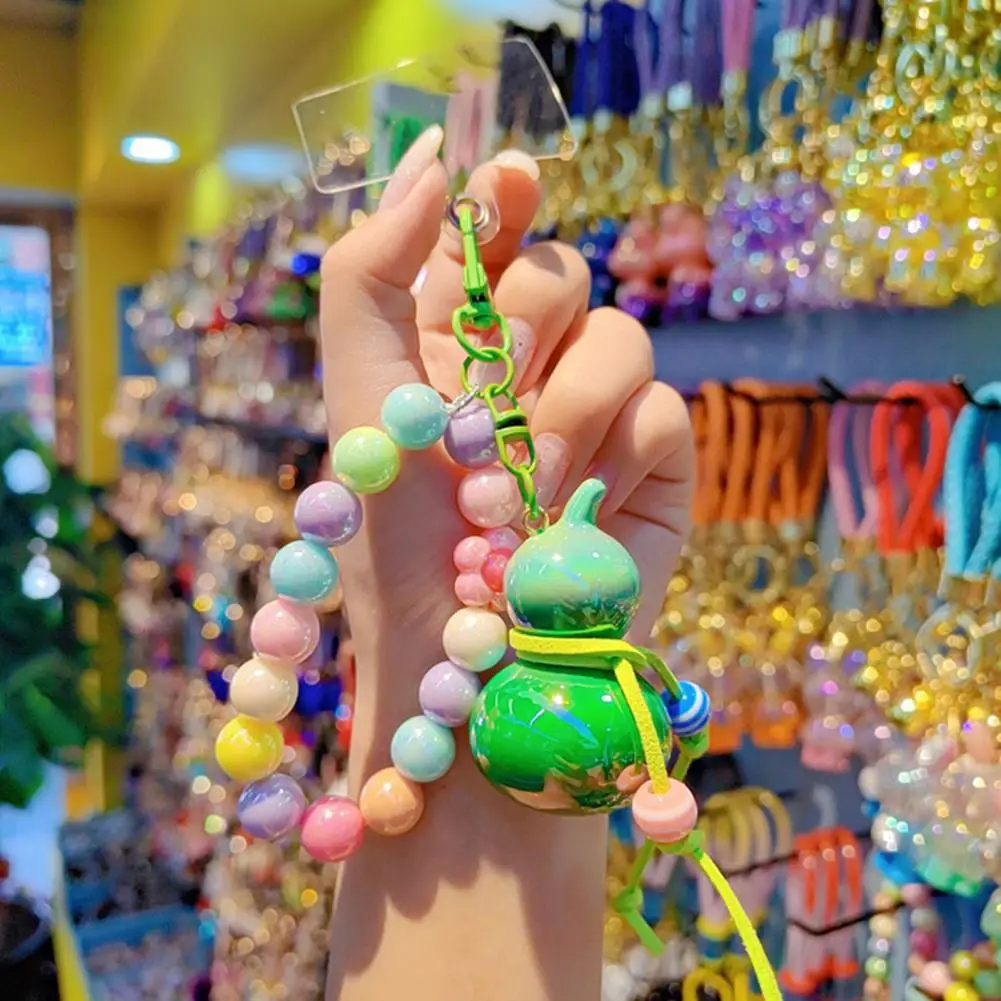Colorful Pendant Keychain Bag Hanger Charm Keychain Macaron Color Beads Keychain Portable Anti-lost Mobile Phone Chain Gourd