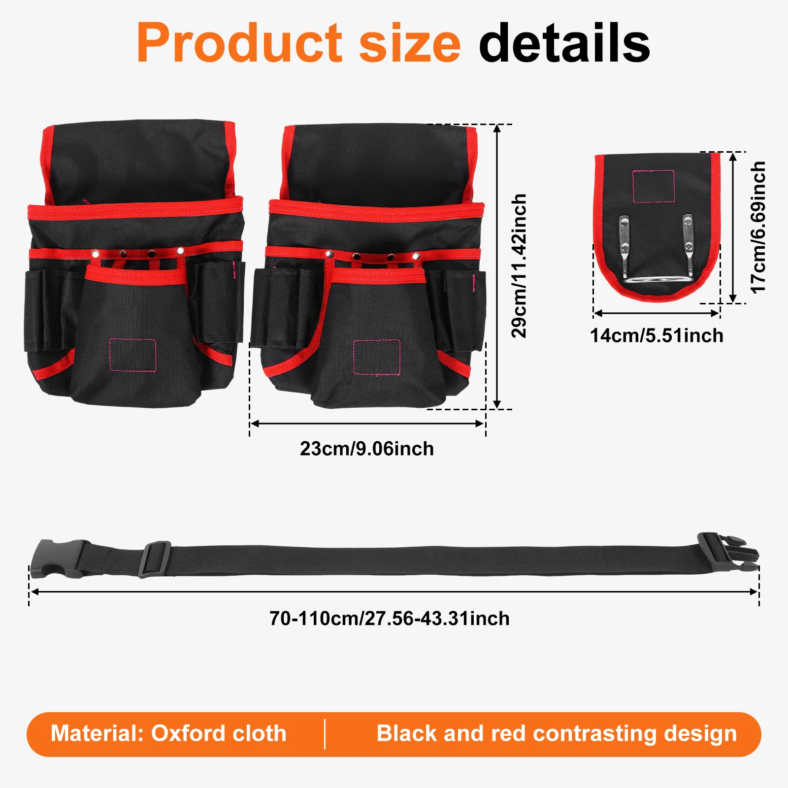 1 Pc Magnetic Tool Belt Oxford Cloth Adjustable Construction Tool Belt Multi Pocket Utility Tools Storage Bag for Holding Hammer