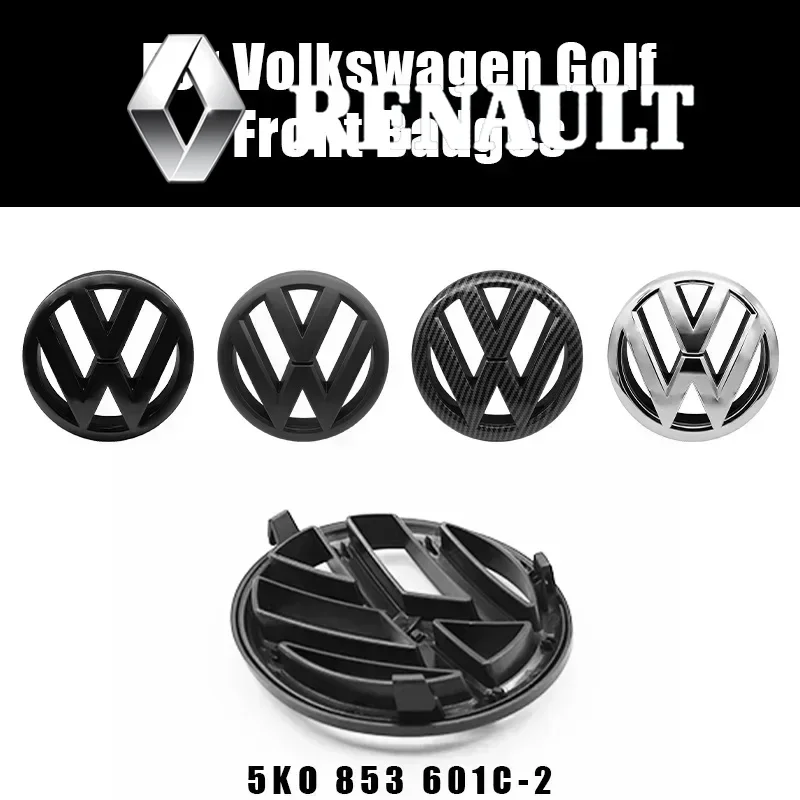 

VW 135mm Car Front Grille Badge and 110mm Rear Trunk Emblem Lid Logo Accessories For Volkswagen Golf 6 MK6 5K0853601C 5K0853630
