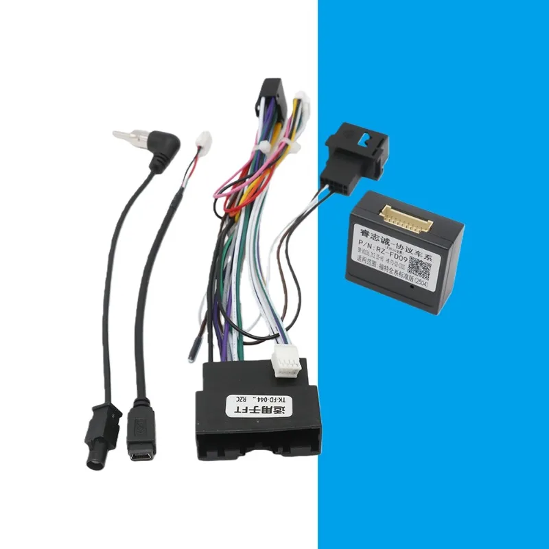 For Ford Focus MK3 Fiesta Mondeo Car Android Harness Adapter CAN Bus Decoder 16Pin Plug to 24 Pin ACM Head Unit Connector Cable
