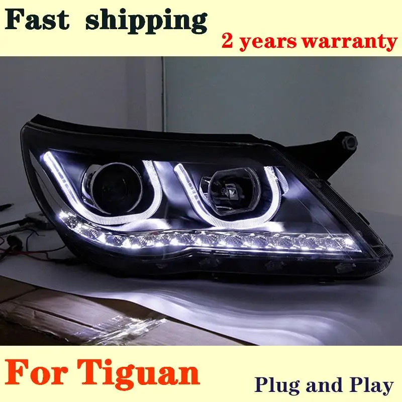 Car Styling For VW 2010 2012 2013 Tiguan Headlights New Tiguan LED Headlight DRL Lens Double Beam H7 HID Xenon Car Accessories