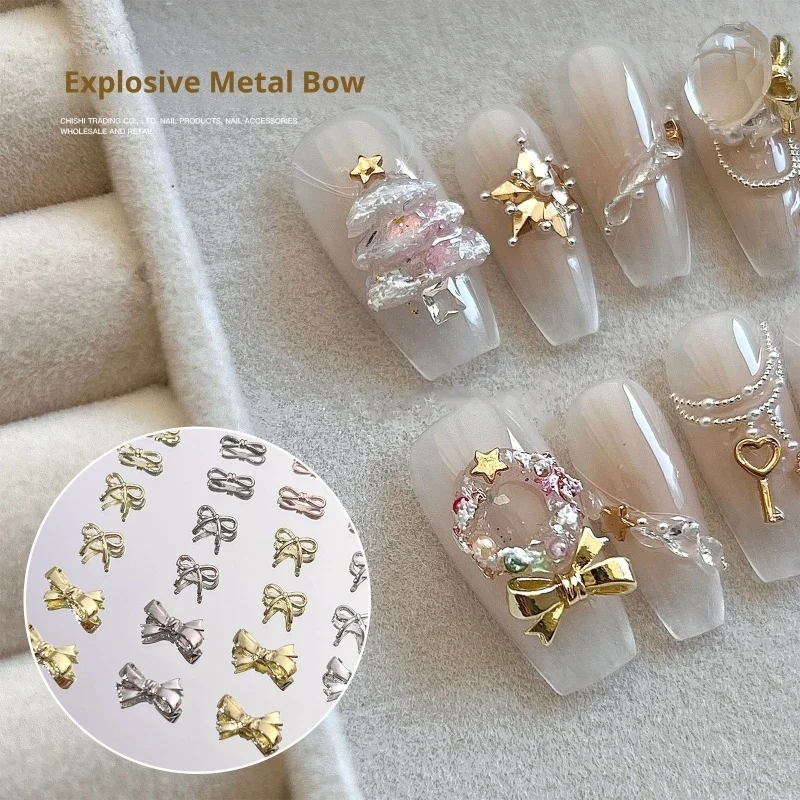 Threedimensional exquisite nail art accessories Alloy wreath bow nails nail art jewelry