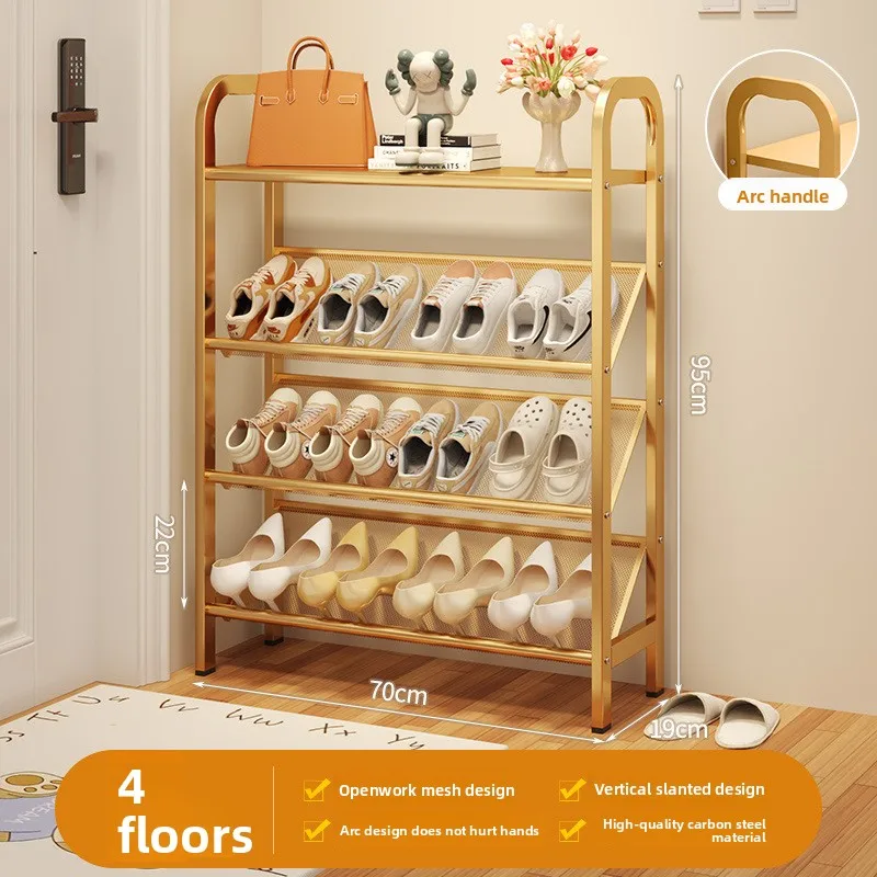 

Multi-functional Steel shoe rack household door simple storage space saving metal multi-layer narrow shoe cabinet