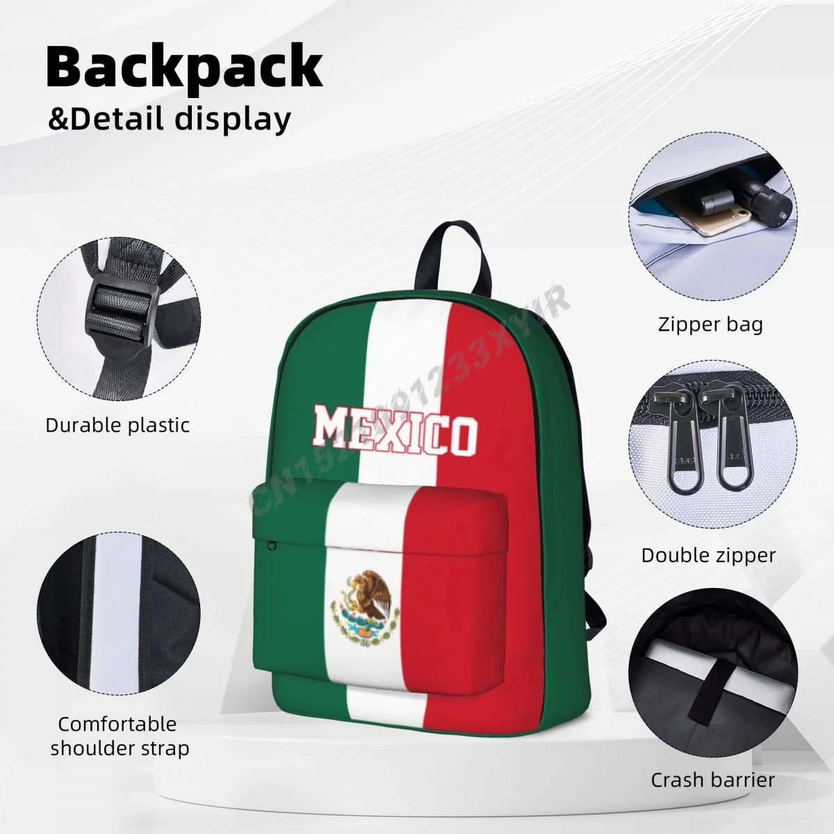 Unissex mochila méxico bandeira ponto mexicano schoolbag saco do mensageiro caso portátil bolsa de viagem presente