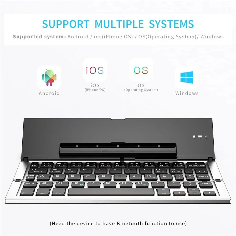 Foldable Wireless Bluetooth Keyboard Rechargeable Mini Portable Tablet Folding Keyboard Compatible Windows Android IOS