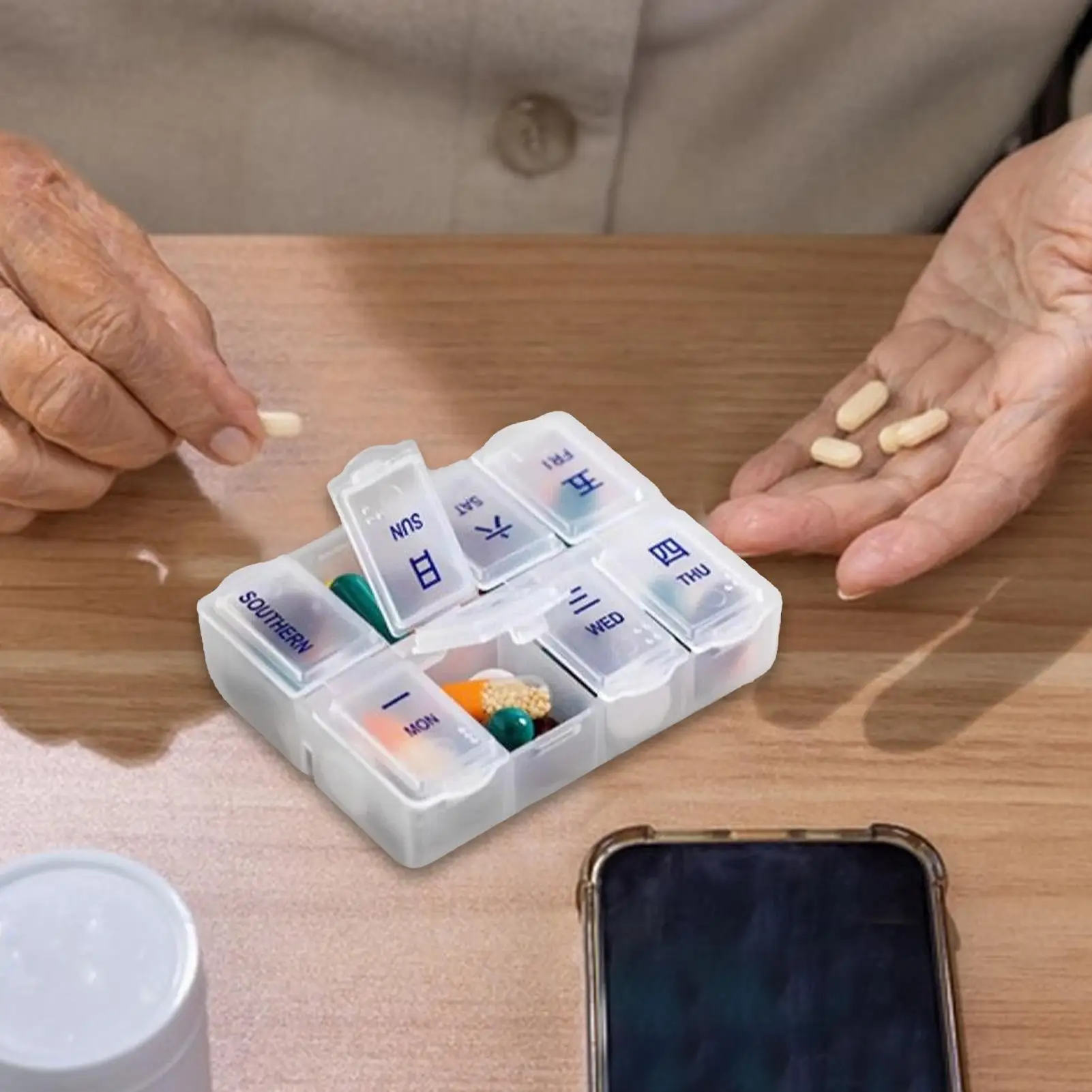 Weekly Pill Organizer 8 Grids Pillbox 7-day Medicine Box Supplement Container Scientific packaging Travel Portable Pill Cases