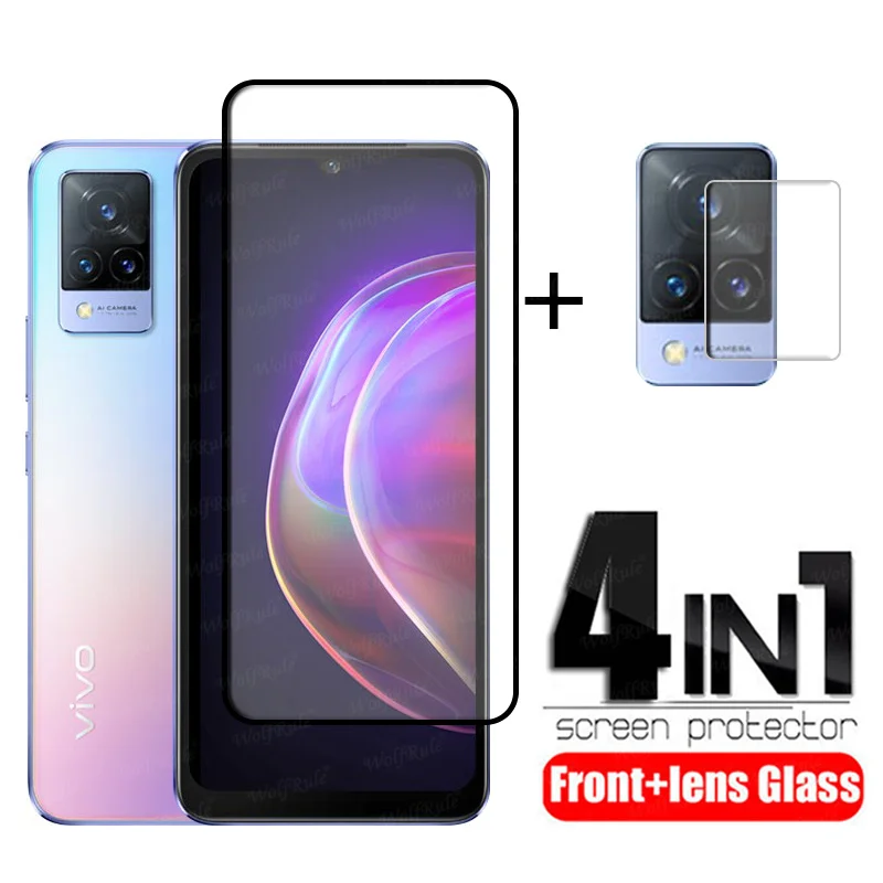 

4-in-1 For Vivo V21 Glass For ViVo V21 Tempered Glass Full Protective Screen Protector For Vivo V20 V20 SE V21 V21E Lens Glass