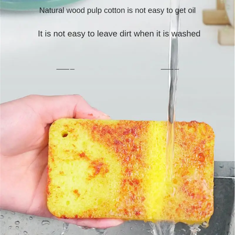 Compressed Cellulose Sponges Non-Scratch Natural Dish Sponge, Dual-Sided Cellulose Dishwashing Wipe For Kitchen Bathroom Cars