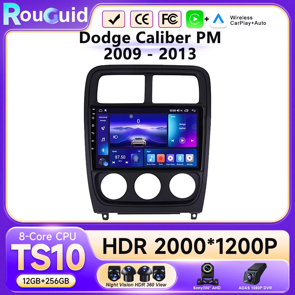 

Android 16 Carplay Auto For Dodge Caliber PM 2009 - 2013 Car Radio Multimedia Navigation DSP BT Stereo Video Player