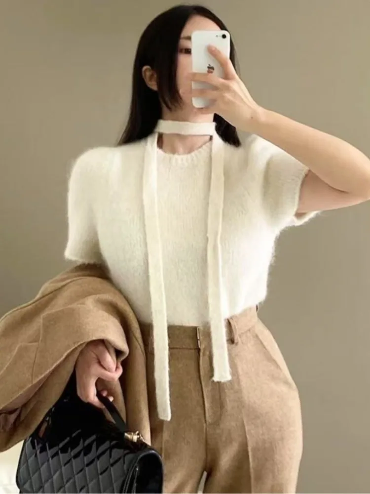 

Шикарный винтажный вязаный свитер Ne Hanging Sa Soft Versatile ort Sve, женский базовый слой Street Sle, весна-осень